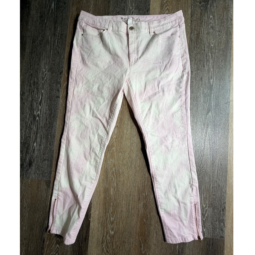White House Black Market Skinny Jeans Womens 14 Pink Acid Wash Ankle Zip